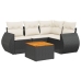Set de muebles de jardín 5 pzas y cojines ratán sintético negro