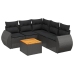 Set de sofás de jardín 6 piezas y cojines ratán sintético negro