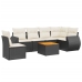 Set de comedor de jardín 7 pzas y cojines ratán sintético negro