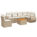 Set sofás de jardín 7 piezas y cojines ratán sintético beige
