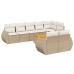 Set de sofás de jardín 9 pzas con cojines ratán sintético beige