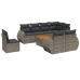 Set de muebles de jardín 9 pzas y cojines ratán sintético gris