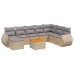 Set de sofás de jardín 9 pzas con cojines ratán sintético beige