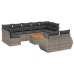 Set de sofás de jardín 10 pzas con cojines ratán sintético gris