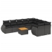 Set de sofás de jardín 10 pzas cojines ratán sintético negro