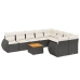 Set de sofás de jardín 10 pzas cojines ratán sintético negro