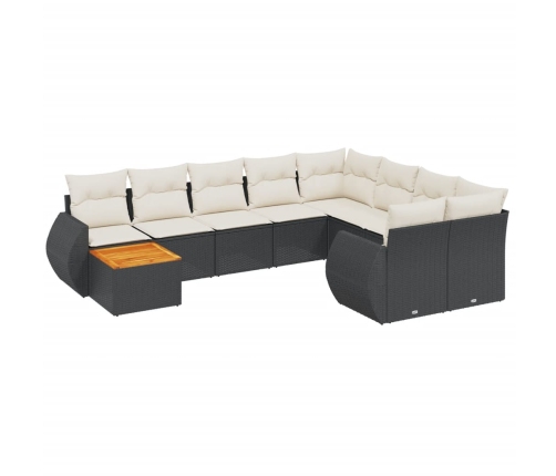 Set de sofás de jardín 10 pzas cojines ratán sintético negro