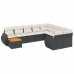 Set de sofás de jardín 10 pzas cojines ratán sintético negro