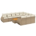 Set de sofás de jardín 11pzas con cojines ratán sintético beige