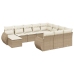 Set de sofás de jardín 11pzas con cojines ratán sintético beige