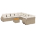 Set de sofás de jardín 11pzas con cojines ratán sintético beige