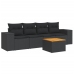 Set de muebles de jardín 5 pzas y cojines ratán sintético negro
