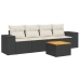 Set de muebles de jardín 5 pzas y cojines ratán sintético negro