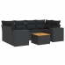 Set de comedor de jardín 7 pzas y cojines ratán sintético negro