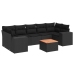 Set de sofás de jardín 8 piezas y cojines ratán sintético negro