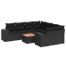 Set de sofás de jardín 8 piezas y cojines ratán sintético negro