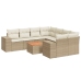 Set de sofás de jardín 9 pzas con cojines ratán sintético beige