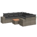 Set de muebles de jardín 9 pzas y cojines ratán sintético gris