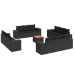 Set de sofás de jardín y cojines 13 pzas ratán sintético negro