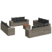 Set sofás de jardín con cojines 13 piezas ratán sintético gris