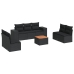 Set de sofás de jardín 8 piezas y cojines ratán sintético negro