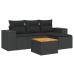 Set de muebles de jardín 5 pzas y cojines ratán sintético negro