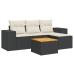 Set de muebles de jardín 5 pzas y cojines ratán sintético negro