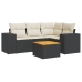 Set de muebles de jardín 5 pzas y cojines ratán sintético negro