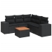 Set de sofás de jardín 6 piezas y cojines ratán sintético negro