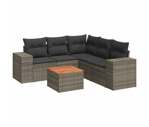 Set de muebles de jardín 6 pzas y cojines ratán sintético gris