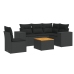 Set de sofás de jardín 6 piezas y cojines ratán sintético negro