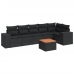 Set de comedor de jardín 7 pzas y cojines ratán sintético negro