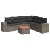 Set de sofás de jardín 7 piezas con cojines ratán PE gris