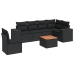 Set de comedor de jardín 7 pzas y cojines ratán sintético negro