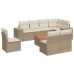 Set de sofás de jardín 9 pzas con cojines ratán sintético beige