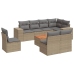 Set de sofás de jardín 9 pzas con cojines ratán sintético beige