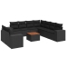 Set de sofás de jardín 10 pzas cojines ratán sintético negro