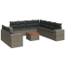 Set de sofás de jardín 10 pzas con cojines ratán sintético gris