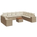 Set de sofás de jardín 11pzas con cojines ratán sintético beige