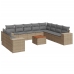 Set de sofás de jardín 11pzas con cojines ratán sintético beige