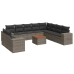Set de sofás de jardín 11 pzas y cojines ratán sintético gris