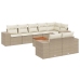 Set de sofás de jardín 9 pzas con cojines ratán sintético beige