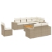 Set de sofás de jardín 9 pzas con cojines ratán sintético beige