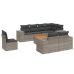 Set de muebles de jardín 9 pzas y cojines ratán sintético gris