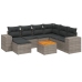 Set de sofás de jardín 8 pzas y cojines ratán sintético gris