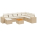 Set de sofás de jardín 9 pzas con cojines ratán sintético beige