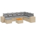 Set de sofás de jardín 9 pzas con cojines ratán sintético beige