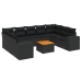 Set de sofás de jardín 10 pzas cojines ratán sintético negro