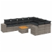 Set de sofás de jardín 10 pzas con cojines ratán sintético gris