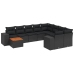 Set de sofás de jardín 10 pzas cojines ratán sintético negro